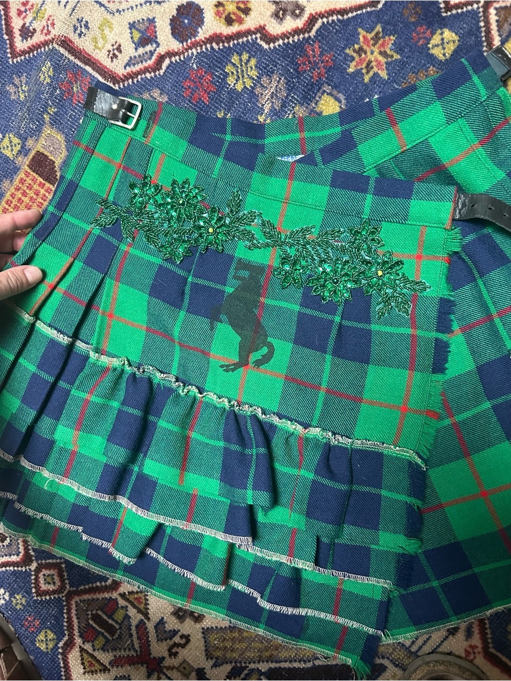 Vintage Ben Nevis Custom Bedazzled Scottish Mini Kilt Sz Small